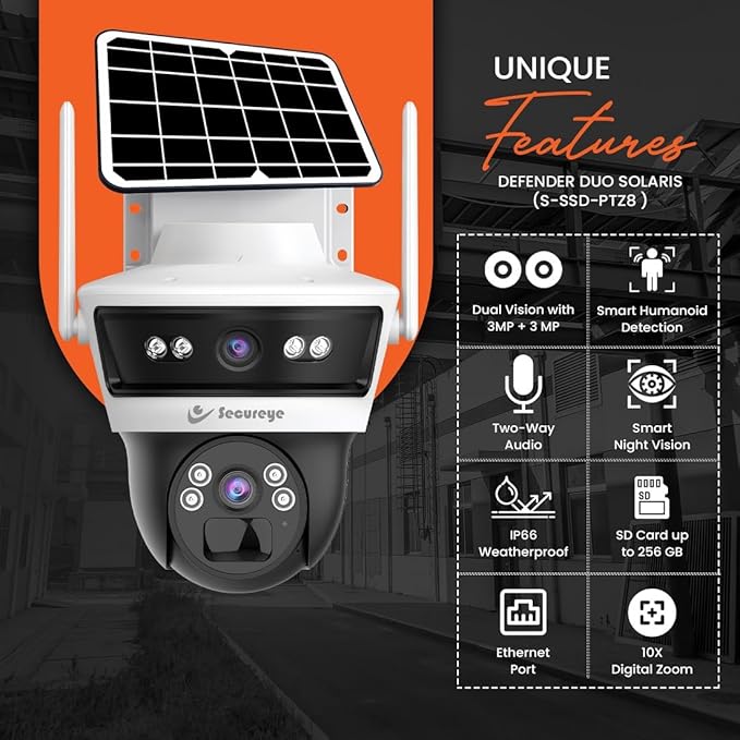 Secureye Defender Duo Solaris 4G Solar CAM2 Defender Duo Solaris 4G Solar Linkage Camera | Wireless Surveillance (S-SSD-PTZ8) - Image 2